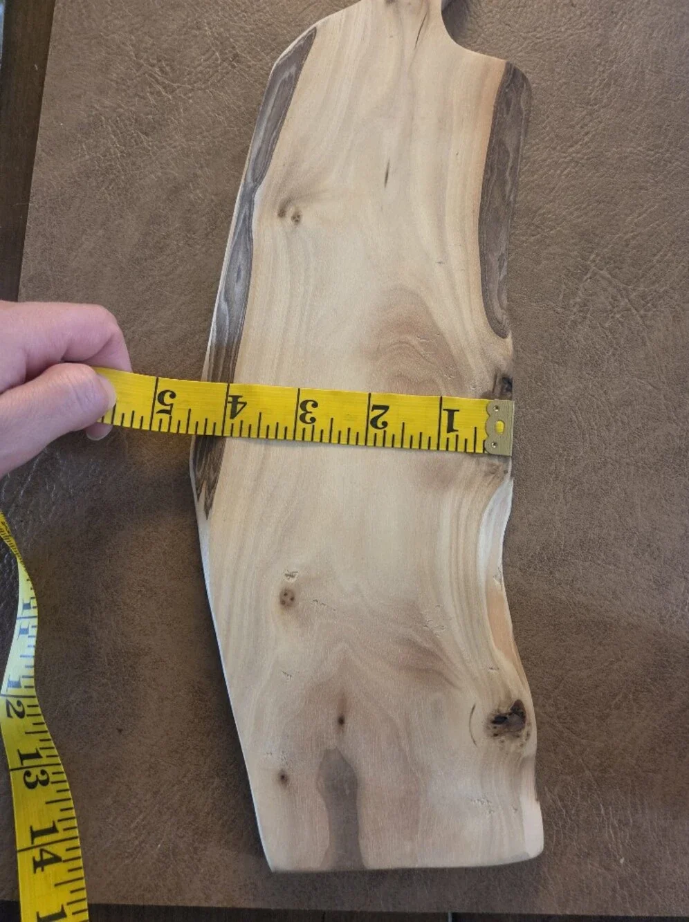 Handcrafted Live Edge Wood Cutting Board with Handle - Approx. 14.5